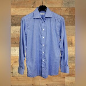 Eton Men’s Blue & White Slim Fit Long Sleeve Dress Shirt. Size 41 / 16 - Medium
